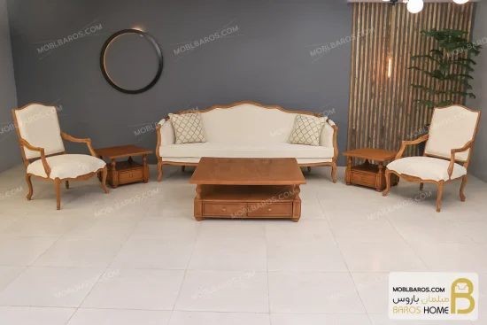 مبل کلاسیک و چوبی ۷ نفره راشل پلاس و مبل روتی خرید مبل باروس 112 4