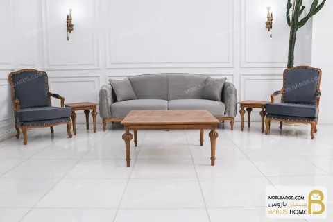 مبل کلاسیک ۸ نفره کاریزما با مبل تک نفره فرانسوی کد ۳ خرید مبل باروس 112 8