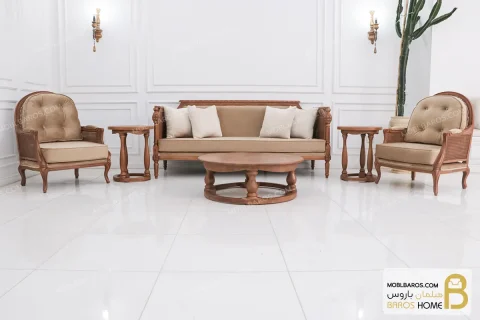 مبل جدید ۷ نفره کلاسیک مدل کاجی و تک نفره روما خرید مبل باروس 112 (6)