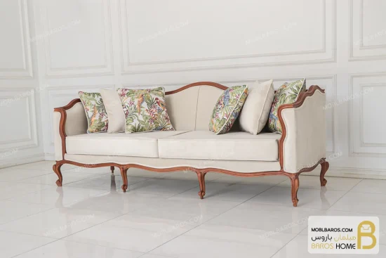 مبل کلاسیک ابزاری و مبل فرانسوی با پارچه طرح دار کد ۱ خرید مبل باروس 142 (2)