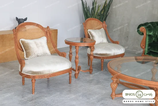 مبل کلاسیک و جدید ۷ نفره کاجی روما و نیکا خرید مبل باروس 1011 (1)