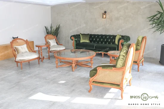 مبل کلاسیک و جدید ۷ نفره کاجی روما و نیکا خرید مبل باروس 1011 (10)