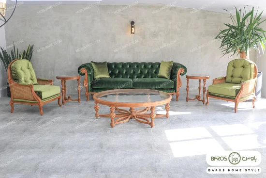 مبل کلاسیک و جدید ۷ نفره کاجی روما و نیکا خرید مبل باروس 1011 (3)