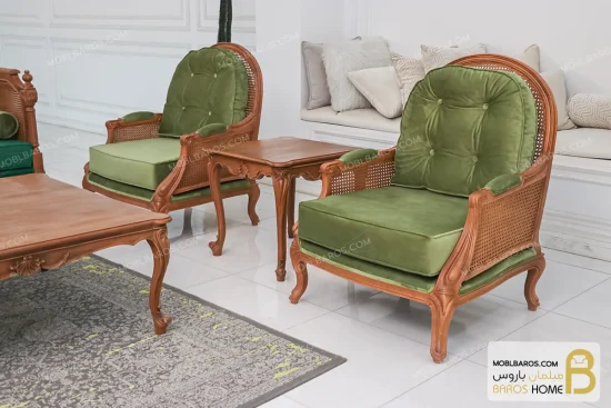 مبل کلاسیک و جدید ۷ نفره کاجی روما و کینگ خرید مبل باروس 110 (5)