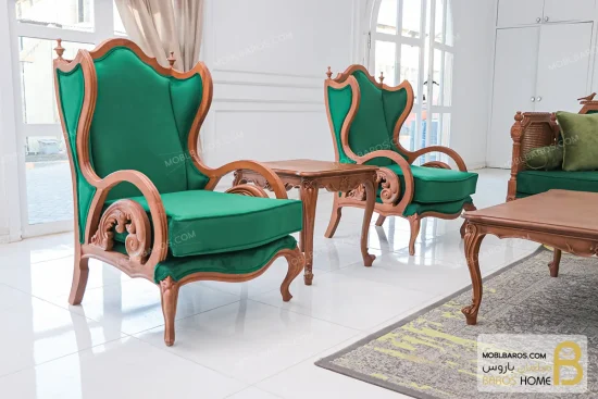 مبل کلاسیک و جدید ۷ نفره کاجی روما و کینگ خرید مبل باروس 110 (6)