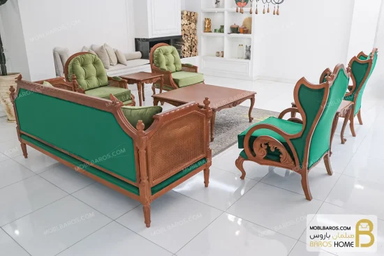 مبل کلاسیک و جدید ۷ نفره کاجی روما و کینگ خرید مبل باروس 110 (7)