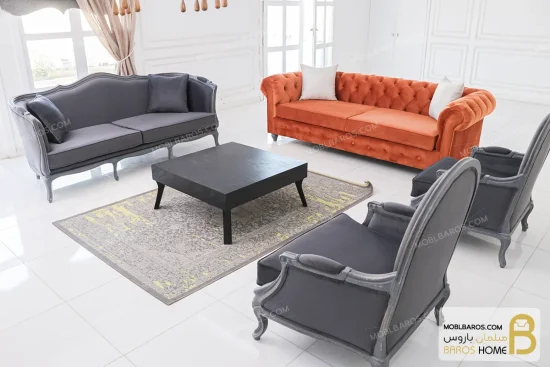 مبل کلاسیک و راحتی راشل پلاس و چستر دسته پی خرید مبل باروس 110 (2)