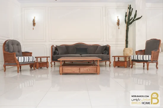 مبل ۸ نفره کلاسیک گندم و مبل چستر نیکا و روما و فرانسوی خرید مبل باروس 1 (8)