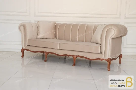 مبلمان ۸ نفره کلاسیک گندم و مبل جورجیا چستر کد ۲ خرید مبل باروس 1123 (1)