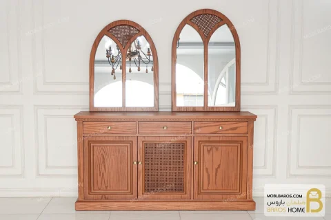 میز کنسول چوبی الیشه با آینه کد ۲ خرید مبل باروس 121 (4)