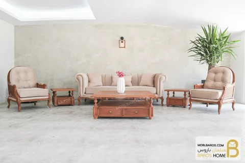 ست مبلمان ترکیبی گندم و چستر شیاره کد ۴ خرید مبل باروس 253 (4)