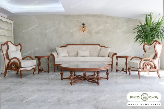 ست مبلمان ۷ نفره ترکیبی کلاسیک کینگ و کاناپه کارن خرید باروس 887 (10)