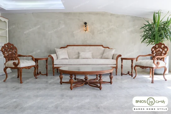 ست مبلمان ۷ نفره ترکیبی کلاسیک کینگ و کاناپه کارن خرید باروس 887 (11)