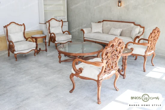 ست مبلمان ۷ نفره ترکیبی کلاسیک کینگ و کاناپه کارن خرید باروس 887 (3)