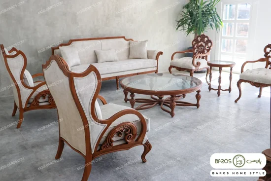 ست مبلمان ۷ نفره ترکیبی کلاسیک کینگ و کاناپه کارن خرید باروس 887 (6)