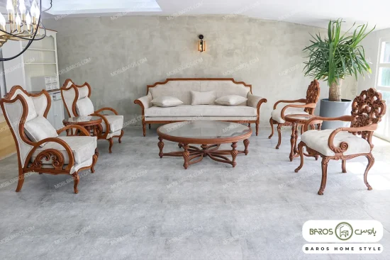 ست مبلمان ۷ نفره ترکیبی کلاسیک کینگ و کاناپه کارن خرید باروس 887 (7)