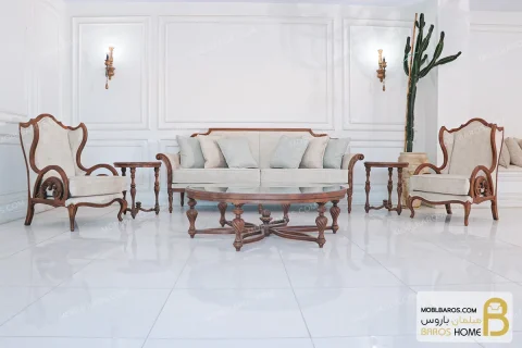 ست مبلمان ۷ نفره ترکیبی کلاسیک کینگ و کاناپه کارن خرید مبل باروس 252 (7)