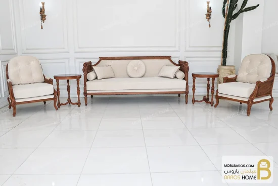 مبل جدید کلاسیک کاجی ۷ نفره خرید مبل باروس 256 (10)