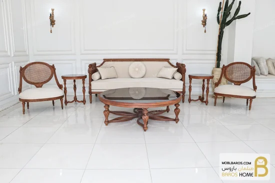 مبل جدید کلاسیک کاجی ۷ نفره خرید مبل باروس 256 (12)