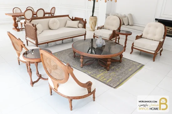 مبل جدید کلاسیک کاجی ۷ نفره خرید مبل باروس 256 (7)