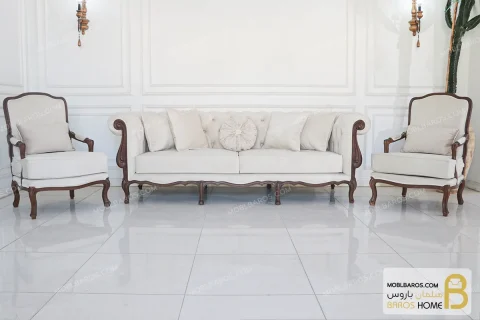 مبل نئو کلاسیک ۵ نفره نیکا و مبل فرانسوی خرید مبل باروس 2654 (2)