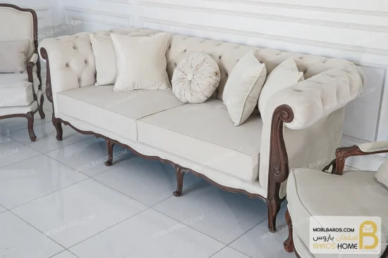مبل نئو کلاسیک ۵ نفره نیکا و مبل فرانسوی خرید مبل باروس 2654 (3)