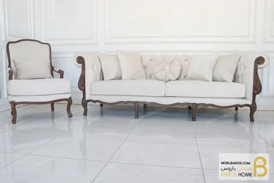 مبل نئو کلاسیک ۵ نفره نیکا و مبل فرانسوی خرید مبل باروس 2654 (5)