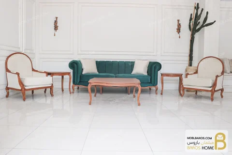 مبل کلاسیک و چستر ۸ نفره ترکیبی گندم و جورجیا کد ۵ خرید مبل باروس 25 (8)