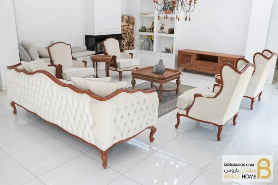 مبل ۱۰ نفره نئوکلاسیک ابزاری کویین و صندلی فرانسوی کد ۲ خرید مبل باروس ۱۲۱۳ (3)