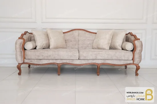 مبل ۷ نفره کلاسیک کینگ ترکیب با کاناپه ابزاری کد ۱ خرید مبل باروس 56 (3)
