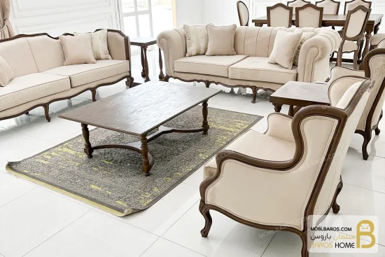 مبل ۸ نفره ترکیبی نئوکلاسیک چستر و روتی خرید مبل باروس 25 (2)