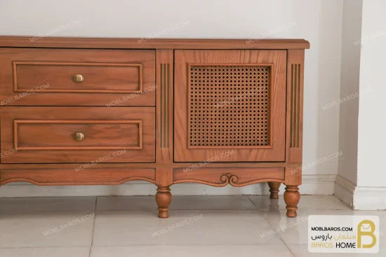 میز تلویزیون چوبی حصیری حدیث کد ۲ خرید میز تیوی باروس 256 (2)