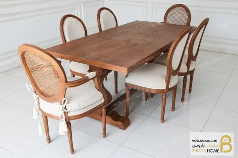 میز ناهارخوری چوبی دکورا با صندلی راشل کد ۲ ناهارخوری باروس 58 (4)