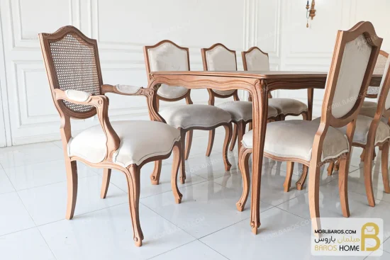 میز ناهارخوری چوبی و ساده ابزاری با صندلی گندم کد ۳ خرید ناهارخوری باروس 589 (3)
