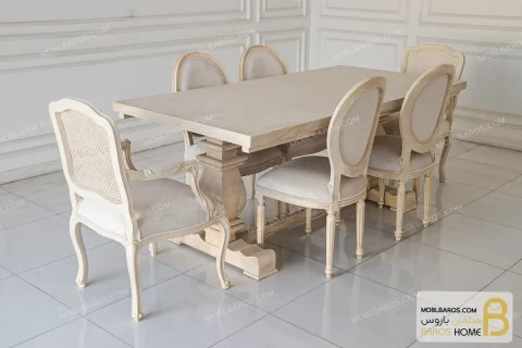 میز ناهارخوری چوبی کلاسیک مدل دکورا کد ۴ خرید ناهارخوری باروس 58 (2)