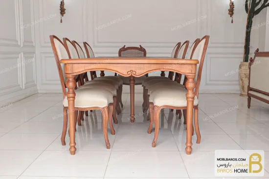 میز ناهارخوری ۸ نفره روتی با صندلی راشل پایه لویی خرید میز ناهار خوری باروس 1 (3)