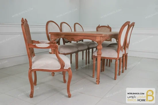 میز ناهارخوری ۸ نفره روتی با صندلی راشل پایه لویی خرید ناهارخوری باروس 25 (2)
