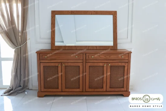 میز کنسول چوبی حصیری سفارشی مدل راشل کد۲ باروس4 (2)