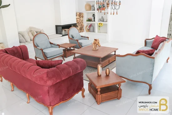 ست مبلمان نئوکلاسیک ابزاری و راحتی چستر کد ۶ خرید مبل باروس 65 (2)