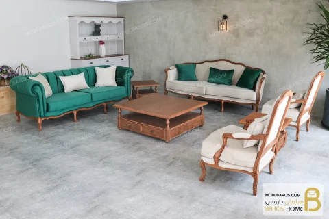 ست مبلمان کلاسیک راشل پلاس و جورجیا چستر کد ۲ خرید مبل باروس 587 (2)