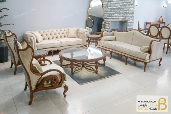 مبل کلاسیک و راحتی ۷ نفره کینگ و جورجیا چستر خرید مبل باروس 56 (3)