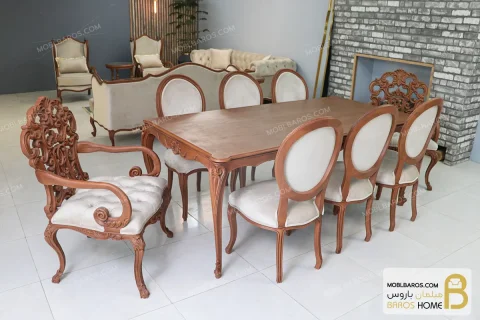 مبل کلاسیک و راحتی ۷ نفره کینگ و جورجیا چستر خرید ناهارخوری باروس 87 (2)