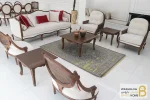 مبل کلاسیک چوبی گندم و کاجی خرید مبل باروس 569 (1)