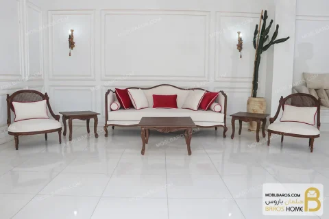 مبل کلاسیک چوبی گندم و کاجی خرید مبل باروس 569 (8)