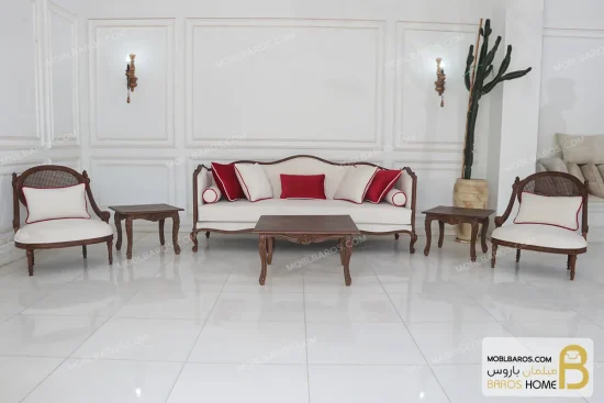 مبل کلاسیک چوبی گندم و کاجی خرید مبل باروس 569 (8)