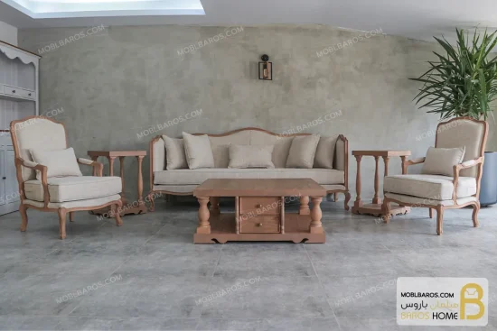 مبل کلاسیک گندم و چستر نیکا خرید مبل باروس 778 (1)