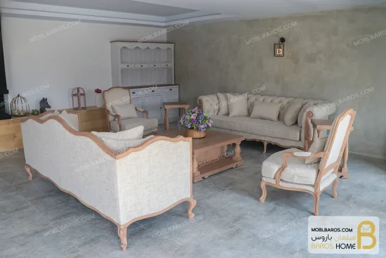 مبل کلاسیک گندم و چستر نیکا خرید مبل باروس 778 (2)