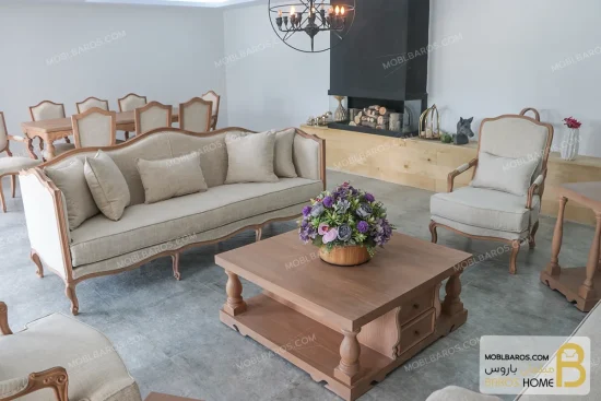 مبل کلاسیک گندم و چستر نیکا خرید مبل باروس 778 (6)