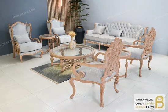 مبل کلاسیک ۷ نفره کینگ و رومینا خرید مبل باروس 569 4