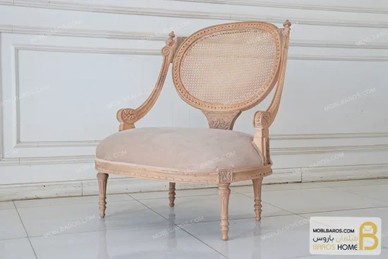 مبل کلاسیک ۸ نفره کاجی و مبل راحتی جورجیا چستر خرید مبل باروس 87 (10)